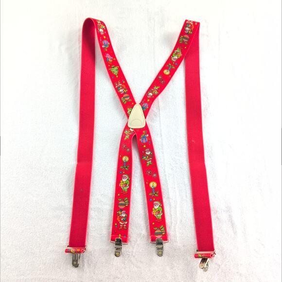 Vintage 90's Addiction Santa Christmas 100% Silk Ties (3)+ (1) Santa Suspenders - Picture 7 of 10